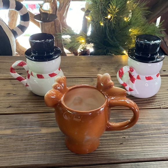 Pottery Barn and Williams Sonoma Figural Christmas Holiday Mugs - Set of 3 🦌⛄️ - Picture 8 of 16
